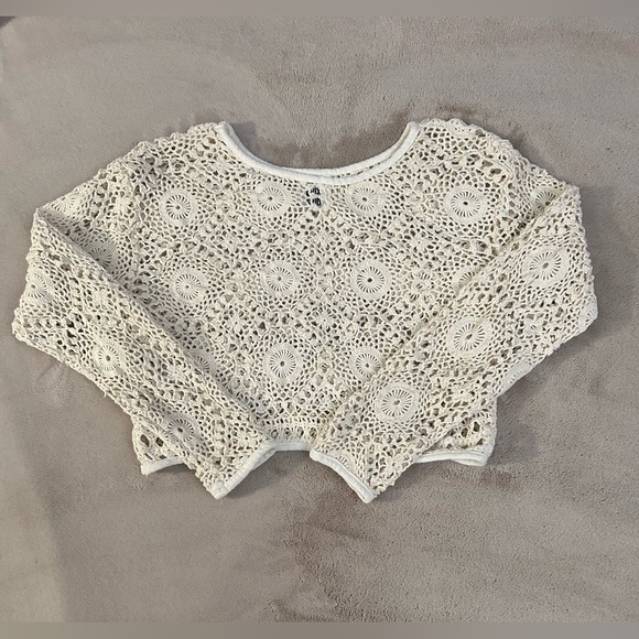 Un Deux Trois Cream Crochet Lace Top Excellent Condition - Picture 1 of 3